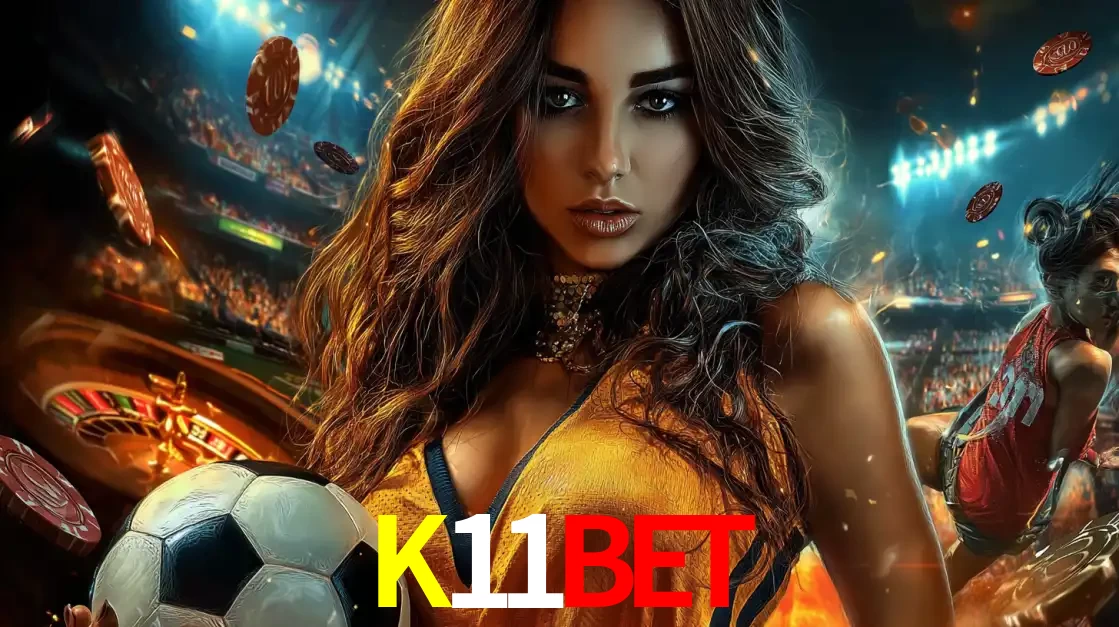 Mulher segurando uma bola de futebol em uma montagem que mistura a paixão esportiva com a emoção da roleta de cassino, tudo disponível na plataforma K11BET.